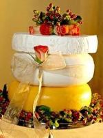 Wedding cake made of cheese rounds